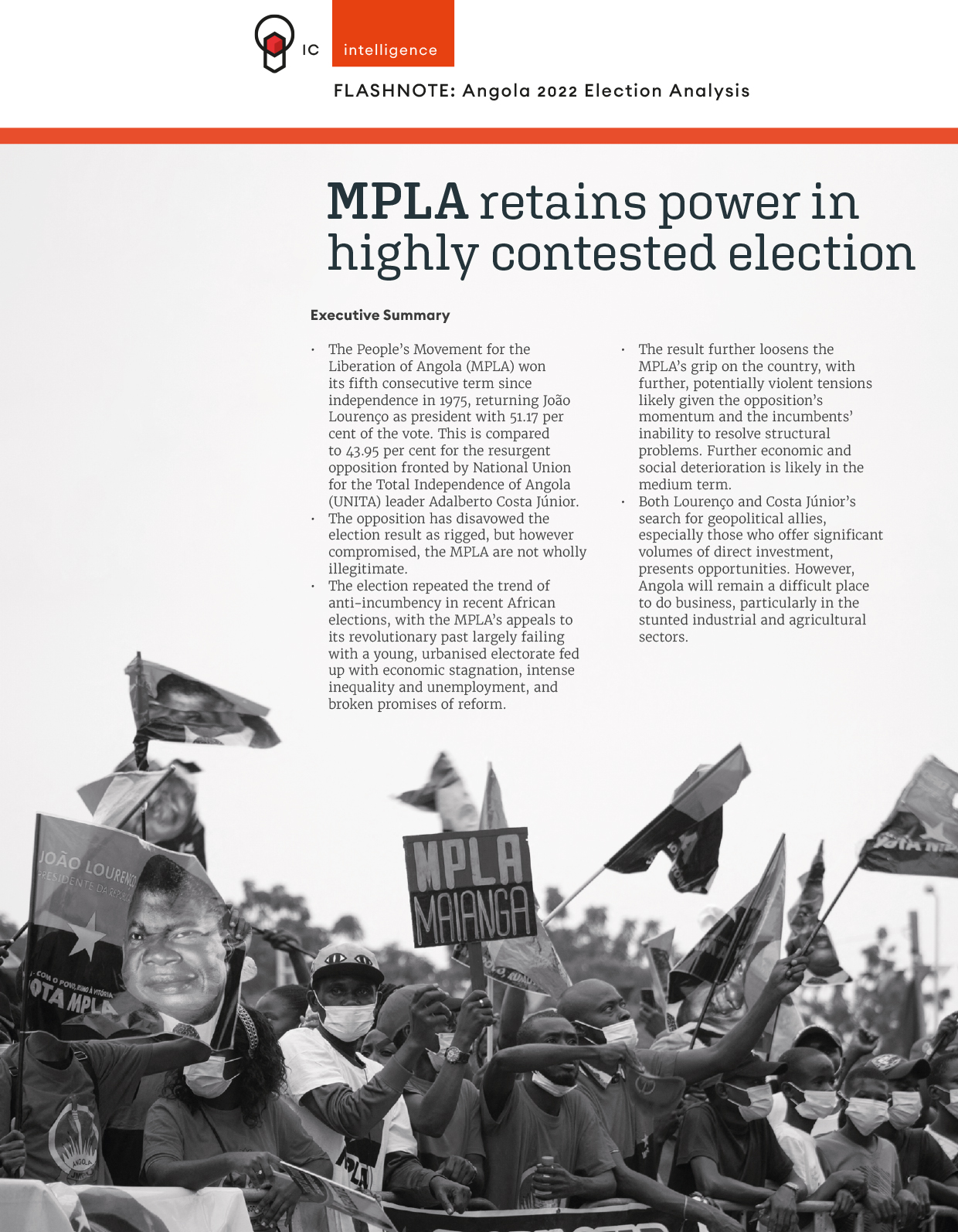 Flashnote // Angola 2022 Election Analysis > MPLA retains power in highly contested election